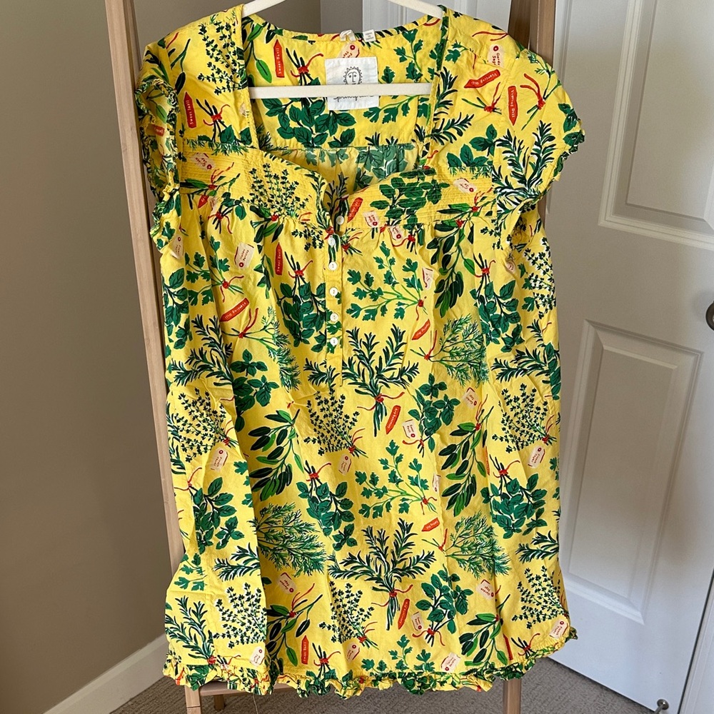 Printfresh Pintuck Nightgown in Citrine Herb